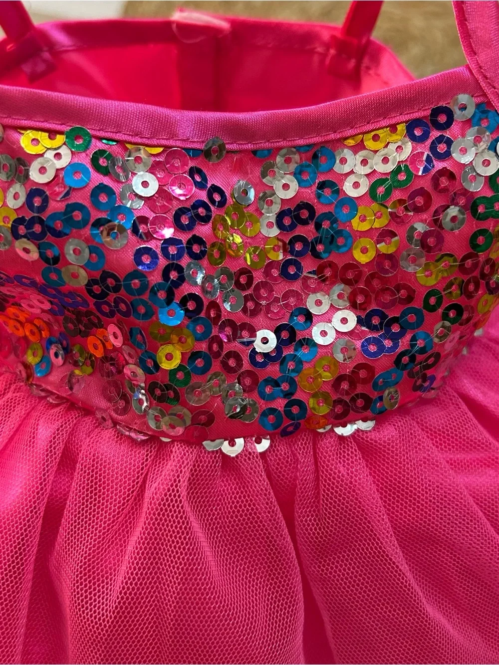 Build-A-Bear Workshop Pink Sequin Tulle Tutu Dress Special Occasion Bear Outfit